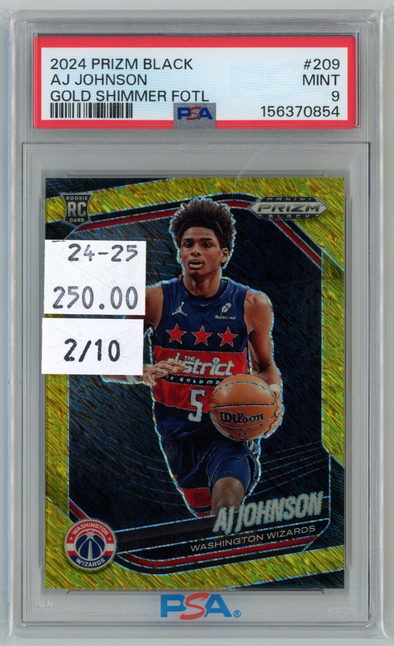 【PSA10 】ジェイレン・ジョンソン　RC PRIZM 直筆サイン　ルーキー AJ Johnson - Gold Rookie /10 PSA 9 | DJ's Sportscards