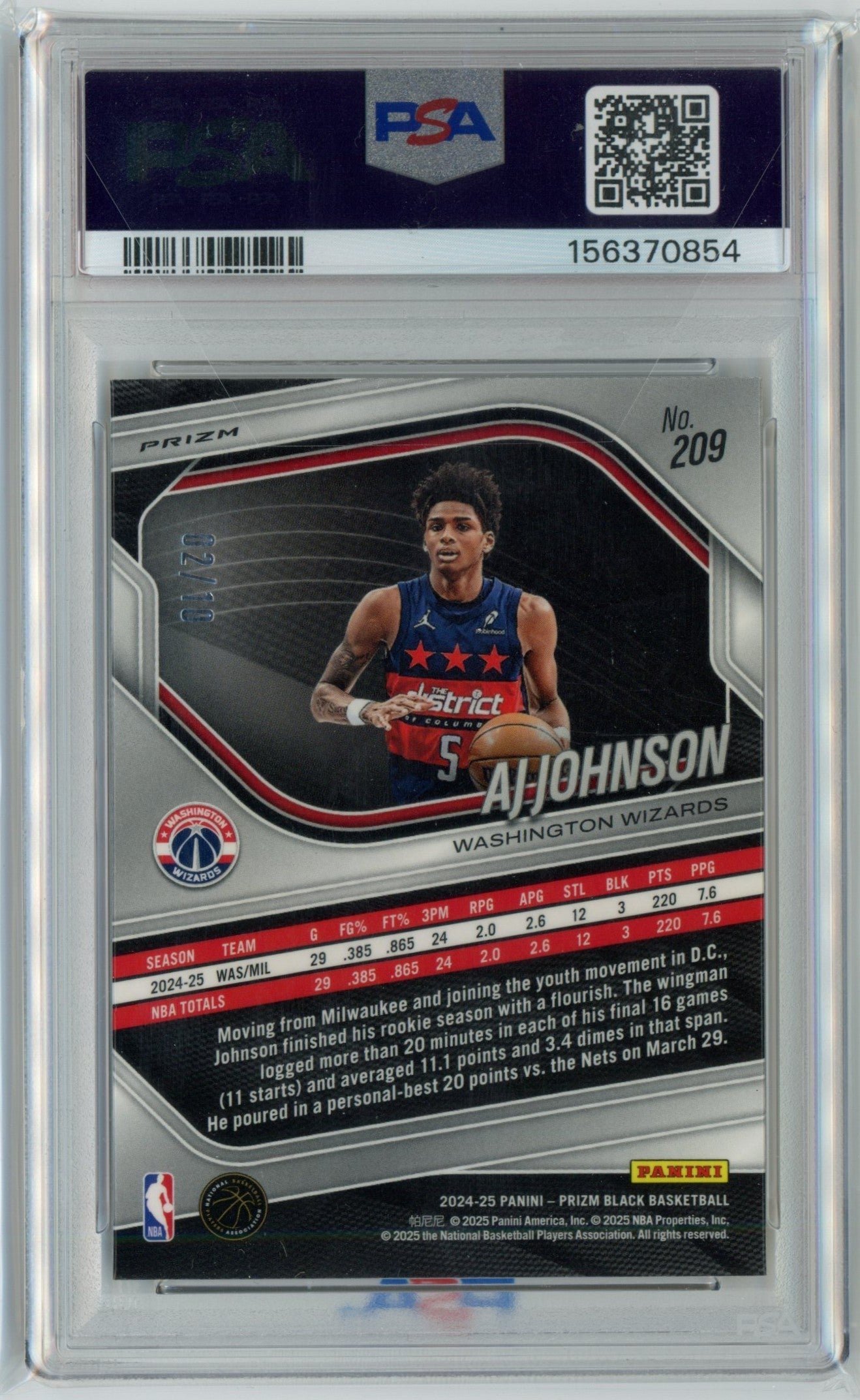 AJ Johnson - Gold Rookie /10 PSA 9 | DJ's Sportscards